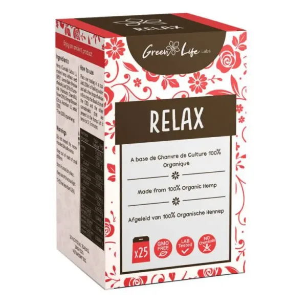 Chá de Cânhamo Relaxante – Green Life Orgânico 30g (25bags/box) THC Free